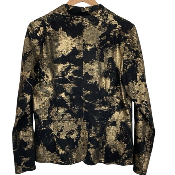 Black & Gold Dressy Stretch Dinner Jacket Blazer, Size Large - Picture 4 of 13